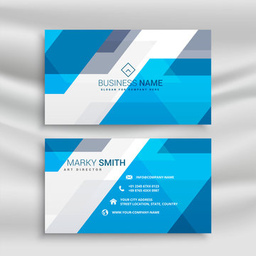 abstract blue geometric business card template design