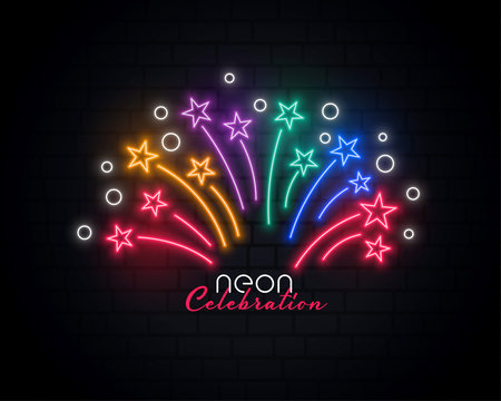 celebration sparkles in colorful neon style design