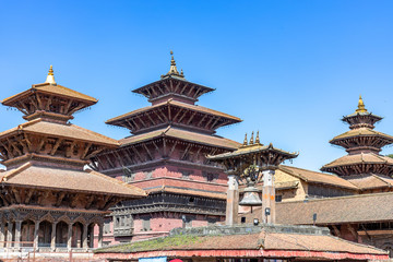 Ancient temples at Patan Durbar Square, Nepal. A UNESCO World Heritage Site.