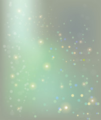 Shiny background with ray of light, blinks and confetti in grey and green colors