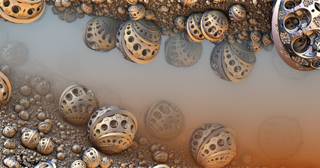 Abstract background 3D, fantastic metallic structures