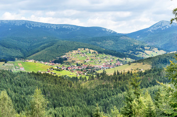 Village in the mountains at sunny day.