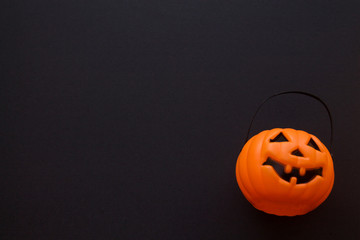 Pumpkin on black background. Halloween party