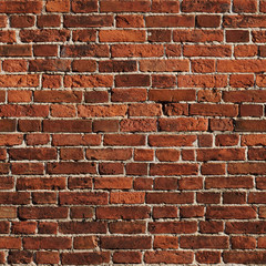 Seamless ancient brick wall texture or background. Old red brick wall dated by the end of 19th century