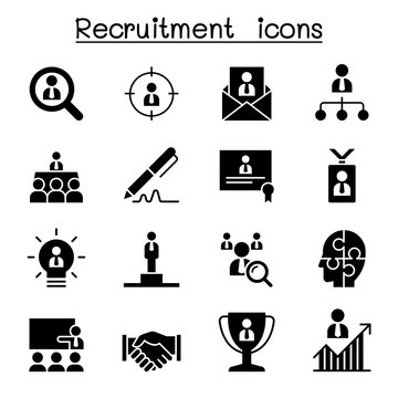 Recruitment, Career & Job Icon Set Vector Illustration Graphic Design