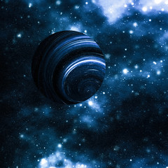 Stars, planet and galaxy in cosmos universe, space and time travel science background