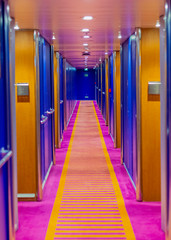 Cruise ship corridor recedes into the distance