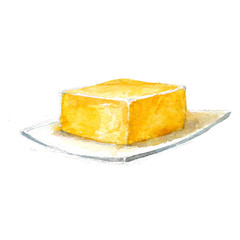 Watercolor botanical, realistic illustration, sketch of butter on a white background