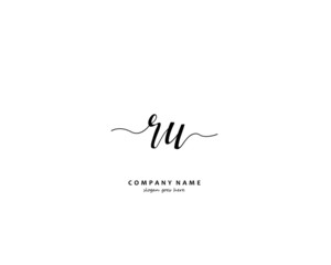  RU Initial handwriting logo vector