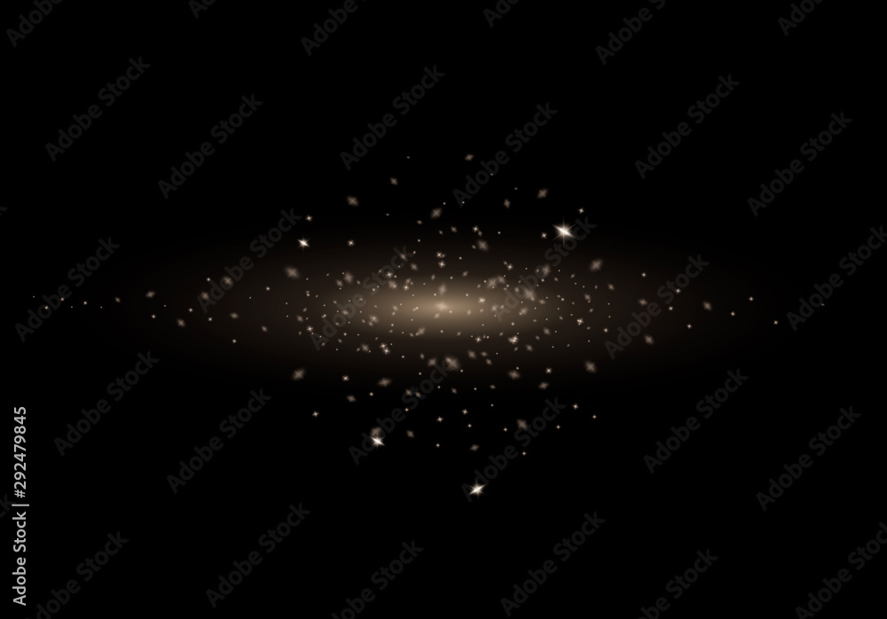 Poster Yellow sparks glitter special light effect. Vector sparkles on transparent background. Christmas abstract pattern. Sparkling magic dust particles