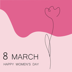 8 march card with flower, vector illustration
