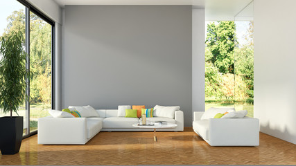 large luxury modern bright interiors Living room illustration 3D rendering computer digitally generated image