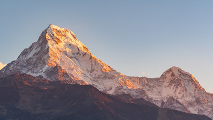Fototapeta premium View to Annapurna mountain, Viewpoint in the morning on Poon Hill, Nepal landscape,Himalaya Range, Asia. 