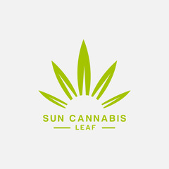 sun cannabis leaf vector,hemp marijuana logo design