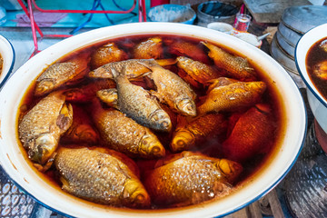Fried carp in fish sauce.