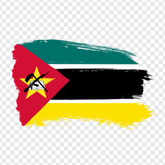 Flag Mozambique from brush strokes. Flag Republic of  Mozambique on transparent background for your web site design, logo, app, UI.  Africa. Stock vector.  EPS10.