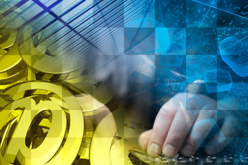 Keyboard, hands and mail signs