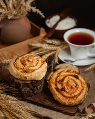 Buns with jam and dried fruits