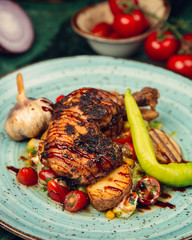 Fried chicken with mixed vegetables