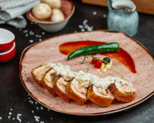 Сhicken roll in cream sauce