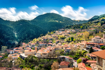 Fototapeta na wymiar view of mountain village, Valtessiniko in Arcadia, Peloponnese, Greece.