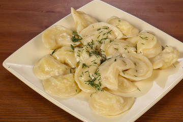 Homemade dumplings with mashed potato