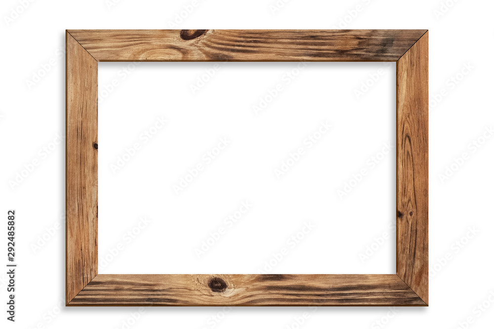 Wall mural wood picture frame isolated on white background with clipping path . image display concept