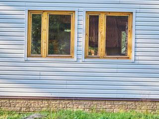 frame house construction. white siding