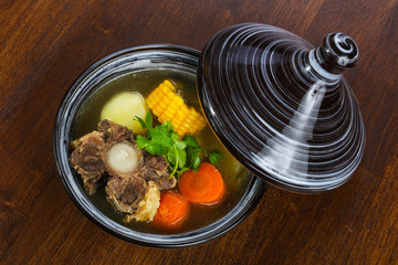 Soup with beef and corn