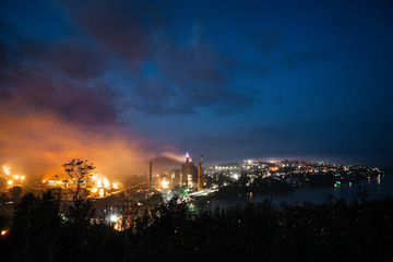 Giant industrial plant. Night view