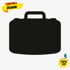 Suitcase, luggage, briefcase clear modern vector icon, toolbox vector icon, worker tools icon, toolkit