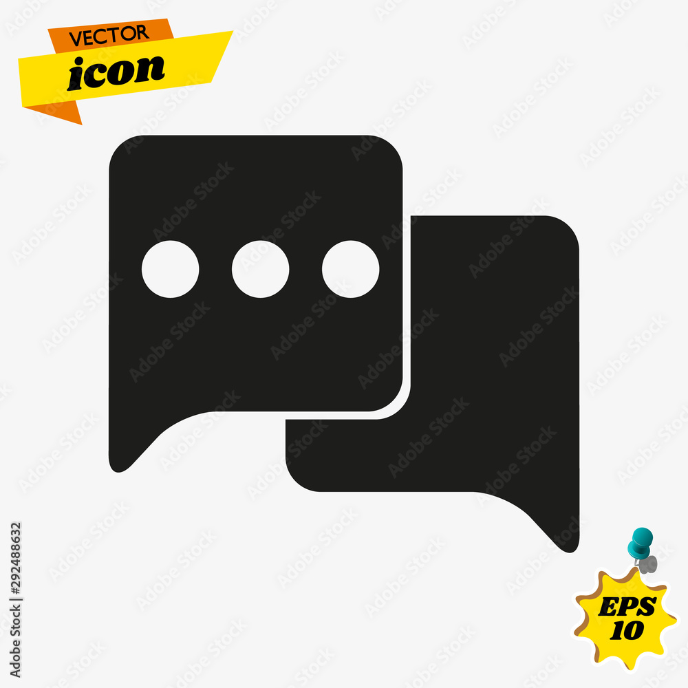 Poster Chat Icon in trendy flat style isolated on grey background. Speech bubble symbol for your web site design, logo, app, UI. Vector illustration, EPS10.