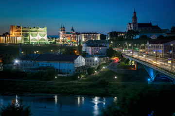 Fototapeta na wymiar Panorama of Grodno at night