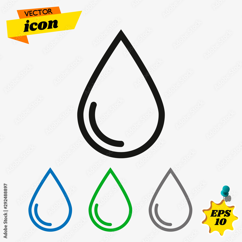 Poster vector black drop icons set on white background