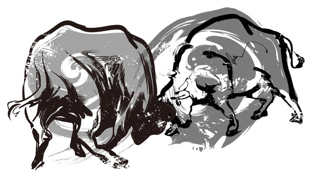牛 水墨画 干支 動物のイラスト素材 - PIXTA