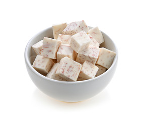 Taro isolated in white bowl on white background