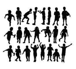 Fototapeta premium Silhouette of Elementary School Children Activities, art vector design