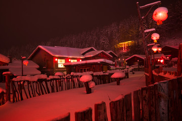 Nightscape of Snow Country in China