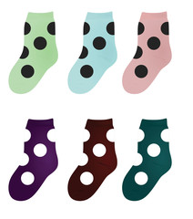 Colorful children socks set. vector illustration