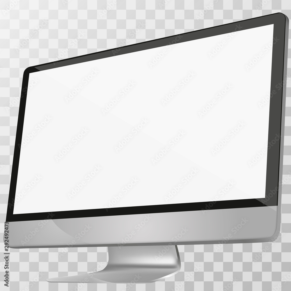 Poster Computer display with blank white screen isolated on a gray background