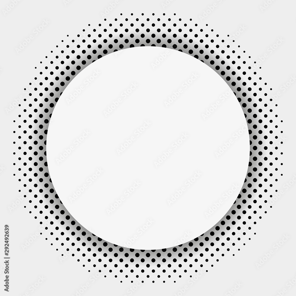Fototapete Halftone dotted background circularly distributed. Halftone effect vector pattern. Circle dots isolated on the white background.