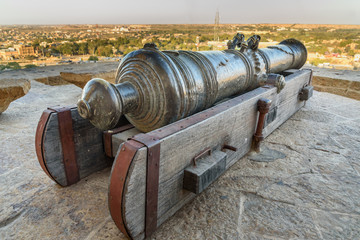 Ancient cannon in Jaisalmer fort. India