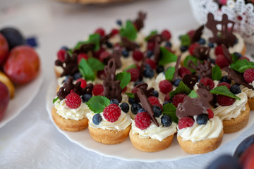 tartlets with quark filling and berries