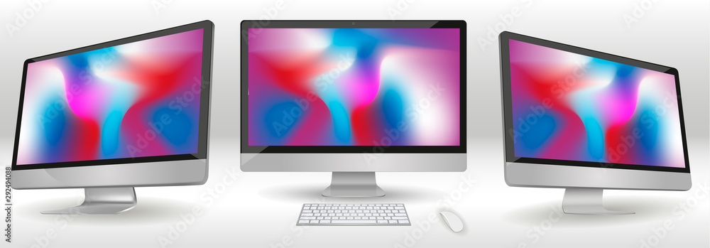 Poster modern monitor isolated on background. vector mockup. vector realistic illustration.