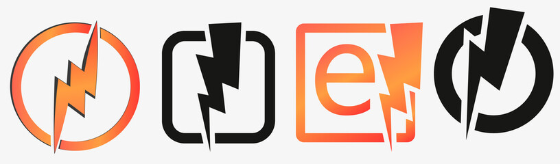 Lightning vector set isolated from background. Simple icon storm or thunder and lightning strike isolated from the background.