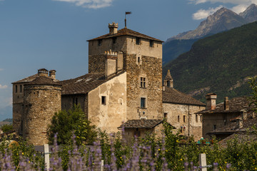 Fototapeta premium View to medieval Castle Sarriod de La Tour in Aosta Valley, Italy