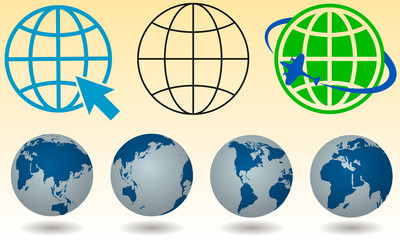 earth icons set. globe, icon. Vector illustration.