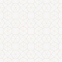 Abstract geometric pattern with crossing thin golden lines on white background. Seamless linear rapport. Stylish fractal texture. Vector pattern to fill the background, laser engraving and cutting.