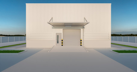 Warehouse or industry building exterior. Use as distribution center for loading, storage,...