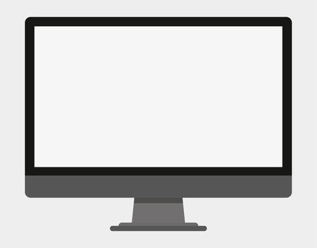 Monitor, computer, screen in black, grey colors. Realistic desktop monitor vector graphic isolated on white background.